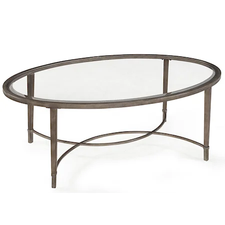 Metal and Glass Oval Cocktail Table